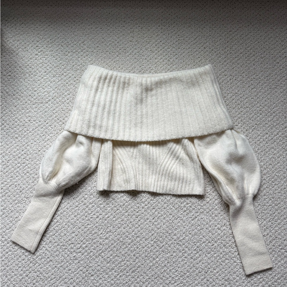 Anthropologie Off-Shoulder Sweater in Cream